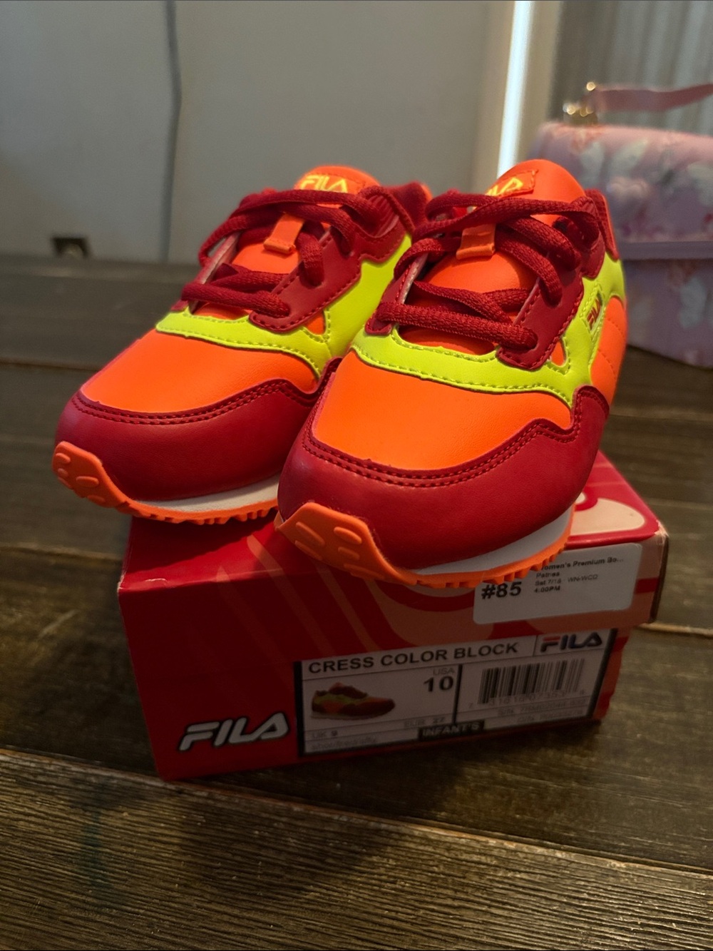 Fila Kids Colorblock Sneakers - Red, Orange & Neon Yellow